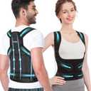 Fit Geno Posture Corrector for Women and Men - Adjustable Back Brace & Straightener for Scoliosis, Hunchback Correction, Back Pain, Spine Corrector, Back Support and Posture Trainer (Large, Black)