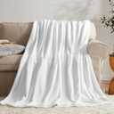 KMUSET Fleece Blanket Throw Size White Lightweight Super Soft Cozy Luxury Bed Blanket Microfiber