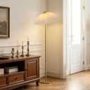 Pleated Fabric Floor Lamp with Warm Light for Living Room Bedroom Gold