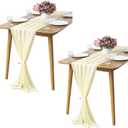 2 Pack 10Ft Light Yellow Chiffon Table Runner Sheer 29x120 Inch for Romantic Wedding Decor Bridal & Baby Shower Birthday Rustic Party Decoration