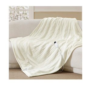 Bedsure Heated Blanket Throw Blanket - Fast Heating Electric Blanket, Soft Flannel Heated Throw with 4 Time Settings, 6 Heating Settings, Warm Gifts for Grandma (50x60 inches, Ivory)