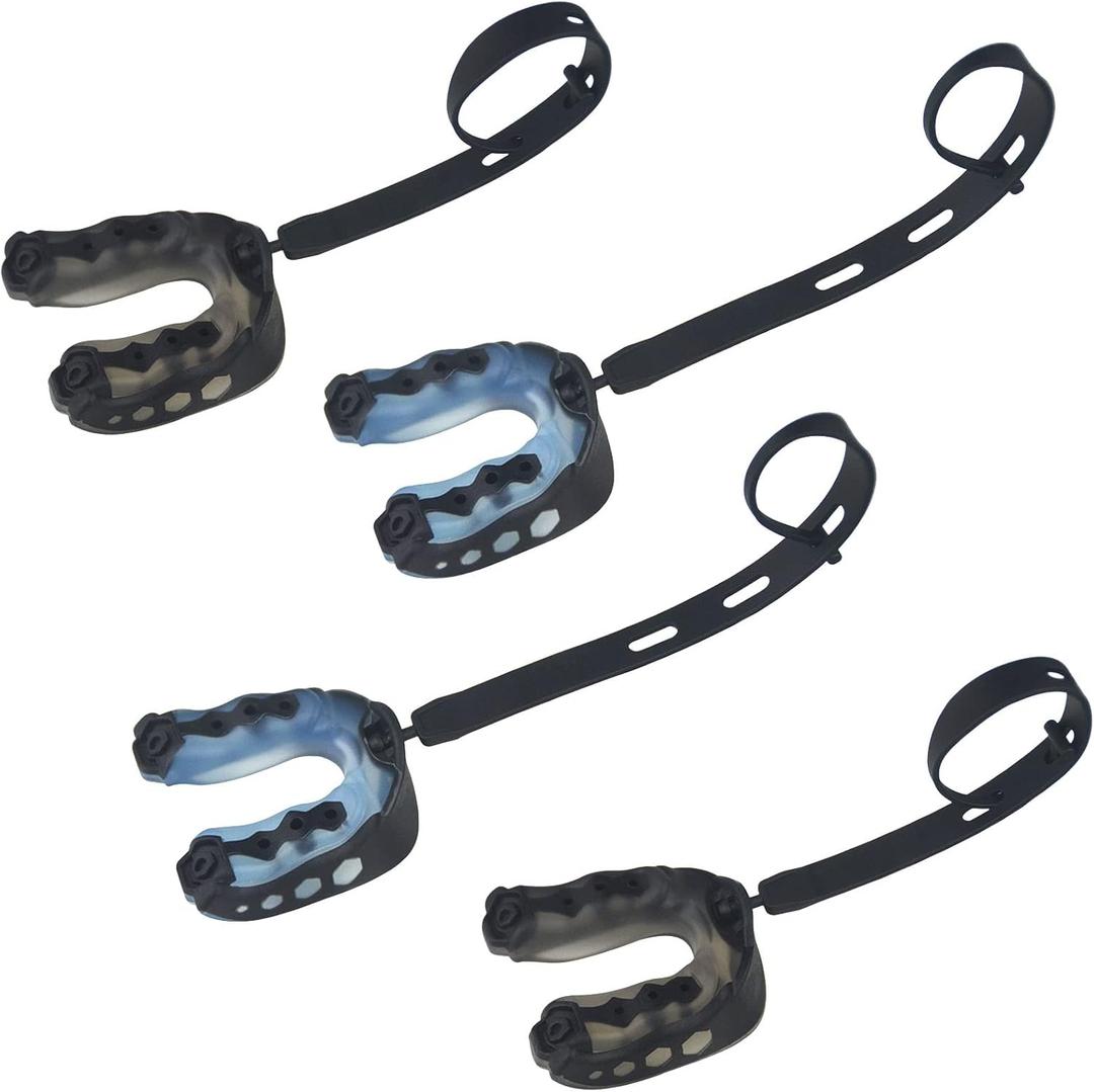 Football Mouthguard,4 Pack Braces Mouthguards with Strap Fit Youth, Sports Mouth Guard Youth and Adults Mouth Guard for Football, Boxing, Taekwondo, Sanda, Basketball, Lacrosse, Rugby Matches (Large)