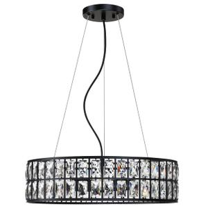 Doraimi Lighting Crystal Drum Ceiling Light Black 20 Inch 5 Light Semi Flush Mount Farmhouse Fixture for Living Room Dining Room Bedroom Kitchen Island Hallway