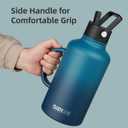 BJPKPK Half Gallon Insulated Water Bottles with Straw Lid & Side Handle, 64oz Large, Stainless Steel Water Bottles with 3 Lids and Paracord Strap, Metal Water Jug,Marshmallow