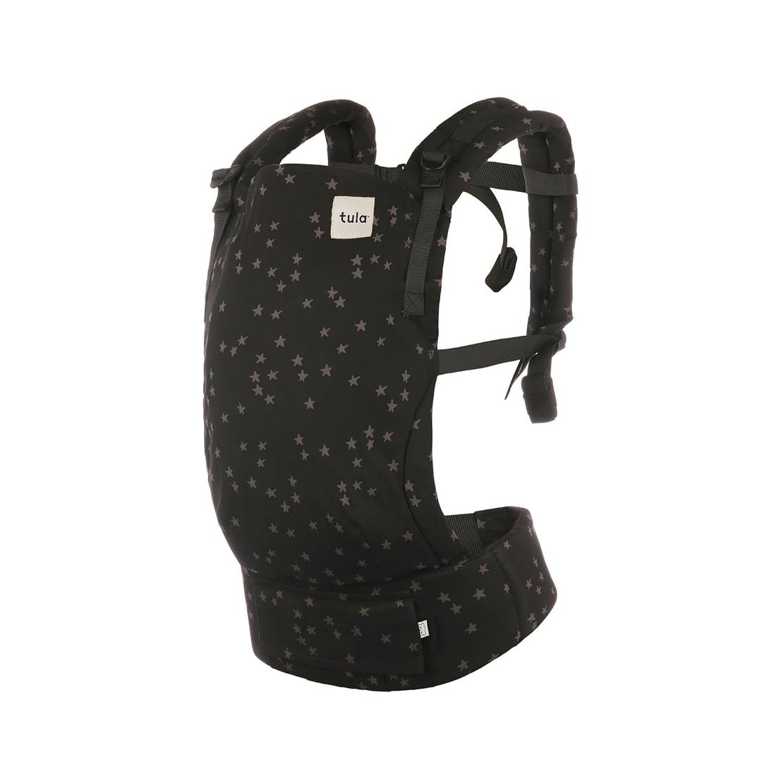 Baby Tula Discover Free-to-Grow Baby Carrier, Adjustable Newborn to Toddler Carrier, Ergonomic and Multiple Positions for 7 - 45 pounds, Black with Gray Stars (Black/Gray)