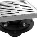 WEBANG 6 Inch Square Shower Drain Brushed Floor Drain with Flange Rainline Pattern Cover Grate Removable SUS304 Stainless Steel Watermark&CUPC Certified Brushed