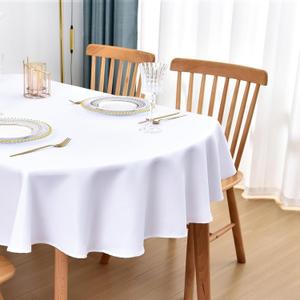 Oval Tablecloth 60x120 Inch Polyester Fabric Table Cloth Solid White Heavy Duty Table Cover Washable for Dinning Kitchen Home Party