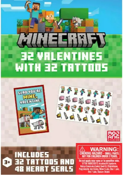 Minecraft 32 Valentines With 32 Tattoos 3 Pack