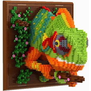 Chameleon Animal 3D Wall Art Micro Mini Building Blocks Set for Adults, Unique Home Wall Decor or Table Display, No Compatible with Lego, Ideal Birthday Christmas Toy Gift for Teens (2688 PCS)