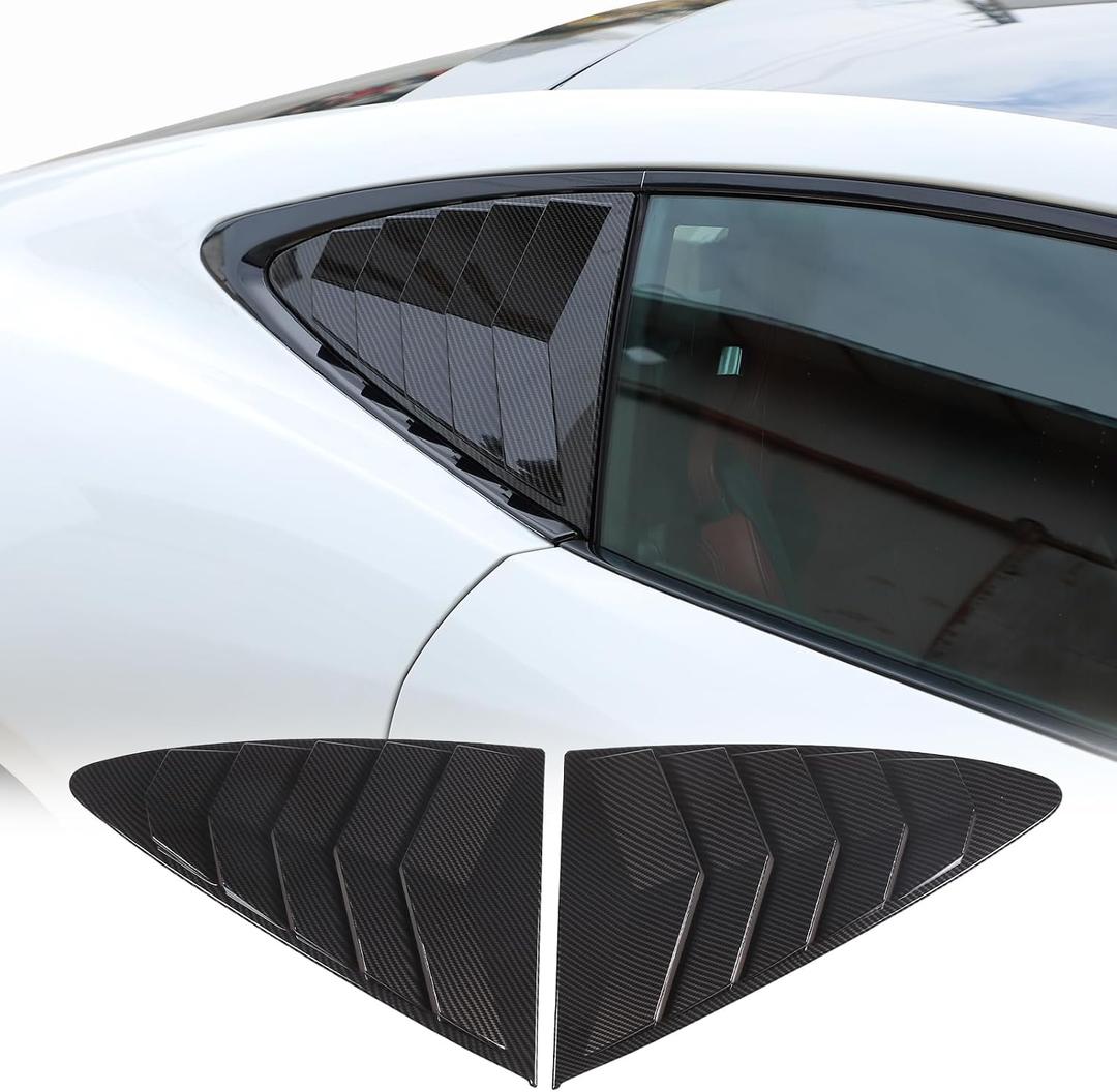 Daeiclru Rear Side Window Louver Cover Fit for Jaguar F-Type 2013-2024, Rear Window Shutters Trim Cover, Air Vent Scoop Shades Cover (Carbon Fiber Pattern)