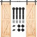 SMARTSTANDARD 9FT Heavy Duty Double Door Sliding Barn Door Hardware Kit,Smoothly and Quietly-Easy to Install-Includes Step-by-Step Installation Instruction Fit 27" Wide Door Panel