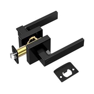 TICONN Matte Black Door Handle Heavy Duty, Reversible Square Door Lever for Bedroom, Bathroom, Rooms (Privacy, 1 Pack)