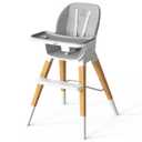 8 in 1 Highchair, Convertible Wooden Baby High Chair with Tray, Adjustable High Chair for Babies and Toddlers, Easy to Clean, Grow with Family|Booster|Learning Table|High Stool (Gray)