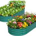2 Pack 6x3x1ft Raised Garden Bed, 12" Tall Galvanized Metal Raised Beds for Gardening, Rust Resistant Elevated Garden Bed, Planters Box Kit for Outdoor Plants Vegetables Flowers Herbs Tomatoes, Green