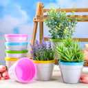 Meanplan 28 Pcs Spring Crafts 16 Spring DIY Flower Pots Paint Your Own Ornament Kit DIY Craft Flower Pot 12 Colorful Markers, Decorate Your Own Home