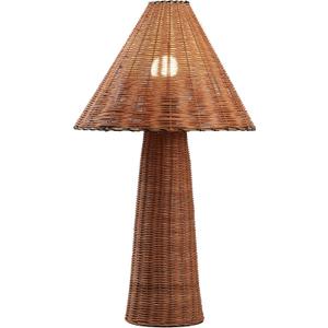 JONATHAN Y Kara 26.5" Modern Coastal Woven Rattan Table Lamp, Dark Brown