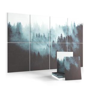 Wall Art Acoustic Panels,70''×47''Sound Absorbing Panels-8-Pack with 60 Adhesive Tabs, Panels for Living Room and Recording Studio-Foggy Nature Forest