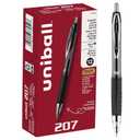 uni-ball 207 Retractable Gel Pens Medium Point, 0.7mm, Black, 12 Pack