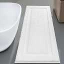 SHACOS Large Soft Bathroom Rugs 24"x60" Long Bath Runners Non Slip Washable Absorbent Bath Mats Carpets Bathroom Tub Double Sink Vanity Floor Mats, White 2'x5'