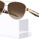 CARFIA Acetate Metal Sunglasses for Women Polarized UV Protection Trendy Fashion Style CA2305 (1. Gradient Brown Lens)