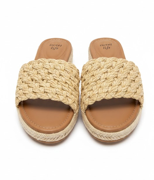 sweet life Platform Slip on Espadrille Sandals for Women Wedges Slides Bohemia Sandals Flatform Open Toe Beach Sandals, Size 9.5