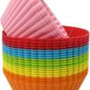 Baking Cups 24 Pack, Multi-color Reusable Silicone Cupcake Liners, Non-stick and Flexible Muffin Pans for Baking, Easy To Clean Cupcake Molds
