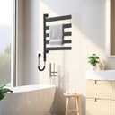 Smart Rotating Heated Towel Rack for Bathroom Black, VOKIM 5-Bar Wall-Mounted Electric Towel Warmer with Swivel Bars, Stainless Steel, IPX4