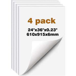Self Adhesive 24x36 Foam Board 4 Pack, 0.23 Inch Thick Foam Core Board, Large Free Mounting Poster Boards for Projects, Display Boards for Crafts, Paintings Prints, Art, Presentation, White