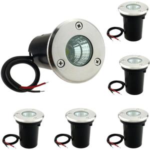 6 Pack 3W Warm White LED Well In Ground Landscape Lights IP67 Waterproof for Outdoor Lighting, Garden, Yard, Patio, Driveway, Deck, Step, Pathway, Low Voltage 12V 24V DC AC