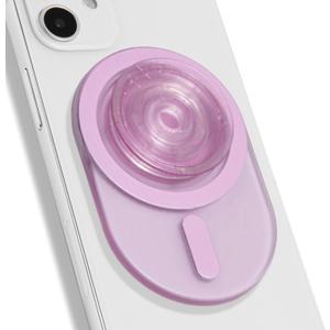 Oval Magnetic Phone Grip  MagSafe Compatible, Translucent Design, Slim and Lightweight, Grip and Stand for iPhone (Pink)