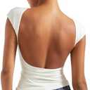 SUUKSESS Women Backless Sexy Going Out Tops Double Lined Open Back Y2k Basic Tee Shirts, XS