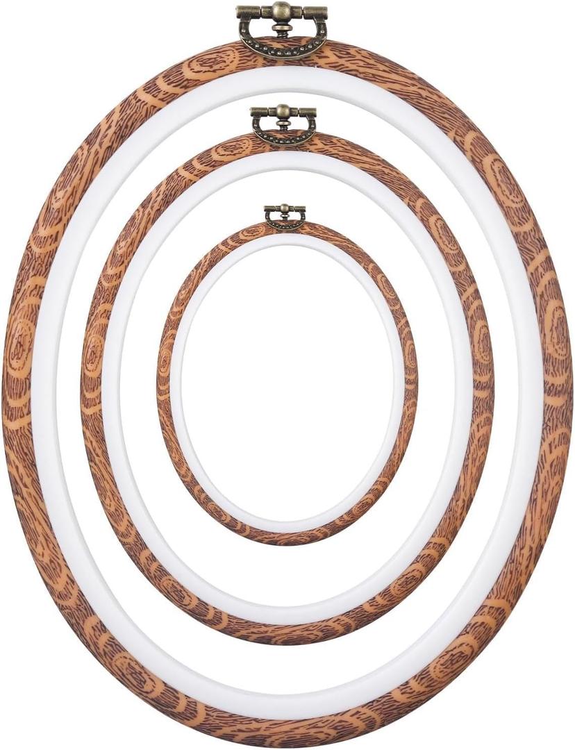 Embroidery&Cross Stitch Frames for Display,6PC Oval Embroidery Hoops,Three Sizes of Oval Framess for Embroidery Perfect for Sewing, Home Decor and Embroidery
