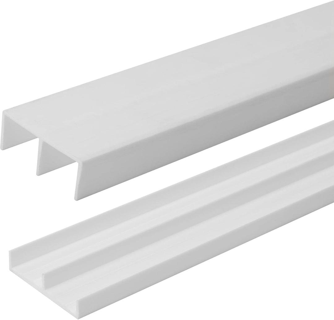 4 Ft. Long White Plastic Sliding Door Track Set for 3/4" Thick Panels (Pack of 1) by Outwater Plastics