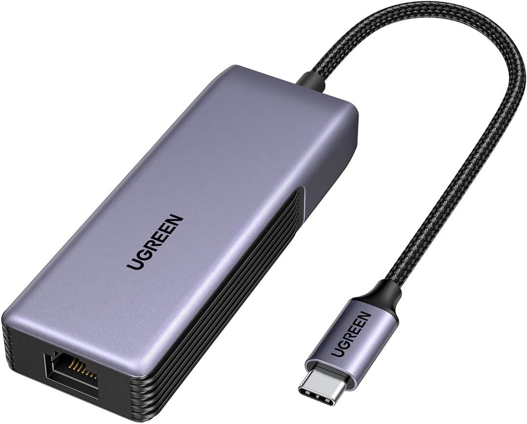 UGREEN USB C to Ethernet Adapter 5Gb, Ethernet Adapter for Laptop, Aluminum with Thermal Design, Type C (Thunderbolt 5/4/3 Compatible) to RJ45 Network LAN Internet, Compatible for MacBook Air/Pro, XPS