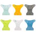 ALVABABY Baby Cloth Diaper 6 Pack with 12 Inserts One Size Cloth Diaper Covers Adjustable Washable Reusable for Baby Girls and Boys