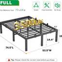 16 Inch Full Size Bed Frames, Heavy Duty Metal Platform 3500 lbs Capacity, No Box Spring Needed, 6 Mattress Slide Stopper, Headboard Holes, Noise-Free, Easy Assembly