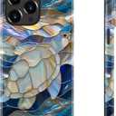 LUHOURI for iPhone 15 Pro Tortoise Shell Phone Case,Wireless Charging Compatible,Dual-Layer - Soft Silicone Inner + Hard Outer Shell,Cute Wildflower Design,Protective Phone Cover for Women