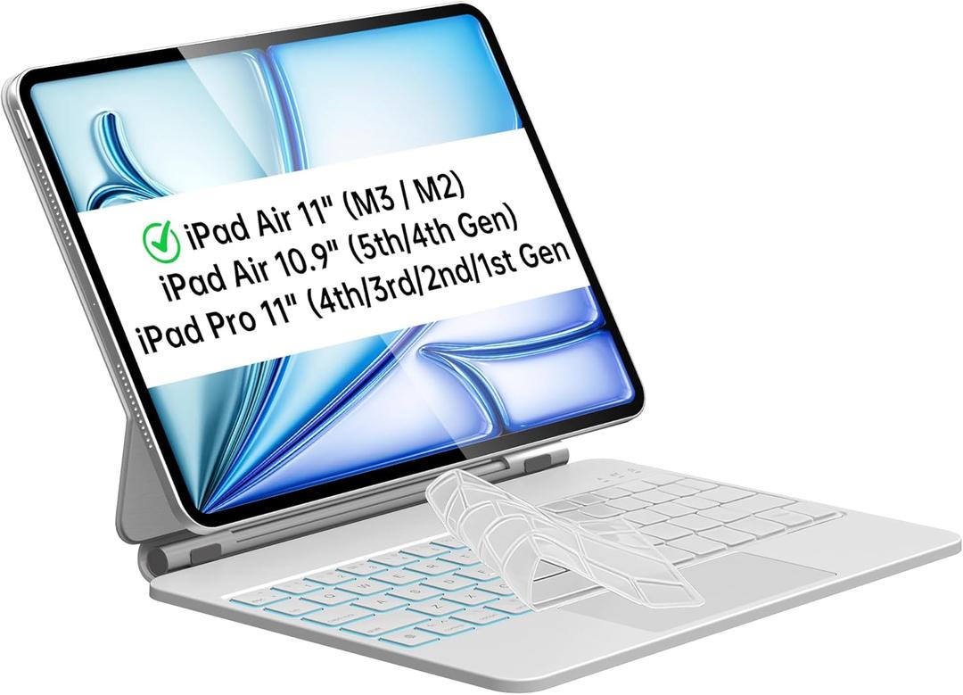 iPad Air 11-inch Case Keyboard (M3/M2), Uninterrupted View, Snap Tight, Magic Keyboard for iPad Pro 11-inch (4/3/2/1 Gen), Effortless Command with Comfort Angle for Air 10.9-inch 5/4th, White