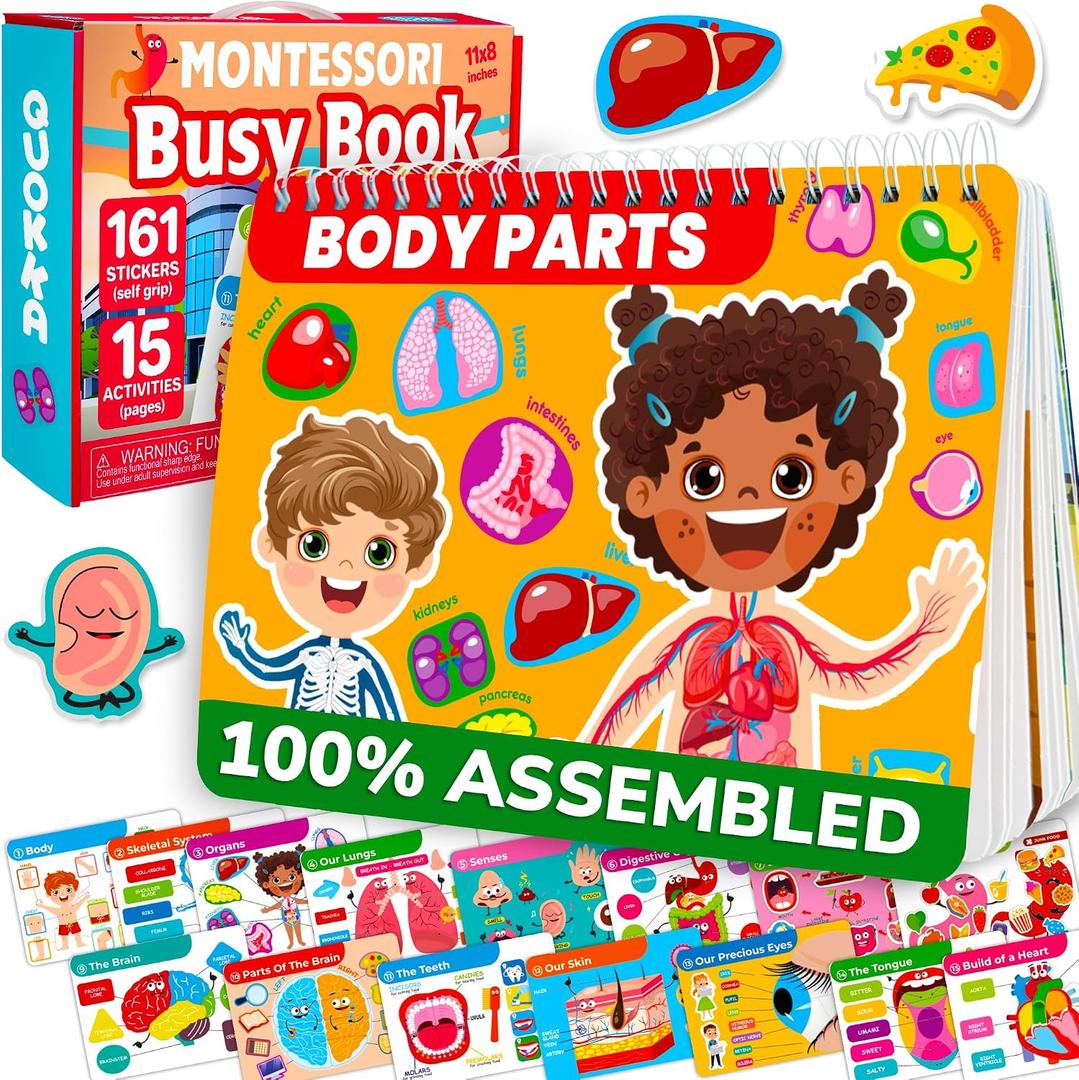 QUOKKA Montessori Busy Book for Toddlers 1-3 - Pre K Kids Learning Activities for Homeschooling - My Preschool Busy Book for Ages 3-5 - 15 Kids Educational Activities 2-4 Years