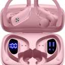 bmani Wireless Earbuds Bluetooth Headphones 48hrs Play Back Sport Earphones with LED Display Over-Ear Buds with Earhooks Built-in Mic Headset for Workout Pink