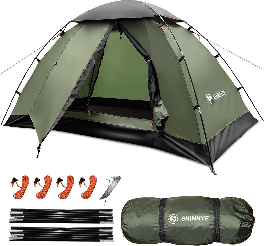 Backpacking Tent for Camping 1 Person Hiking Ultralight Tent for Waterproof Windproof Outdoor Two Doors Tents Easy Quick Setup Lightweight Instant Tents
