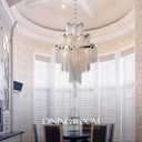 Modern Silver Chandeliers Contemporary Fringe Chandelier 8 Lights Island Tassel Chain Aluminum Pendant Ceiling Lighting Fixture for Dining Room Living Room Bedroom Hotel Hallway W23.6 H59.1