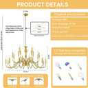 24 Light Gold Chandelier Large Farmhouse Chandeliers for High Ceiling Foyer, Extra Large Round Rustic Gold Chandelier 3-Tier for Living Room Dining Room Stairs Entry Restaurant Hotel -42.5 in
