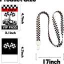 25 Sets Racing VIP Pass Cards with Racing Lanyards Bulk PVC VIP Pass Cards with White and Black Lanyards for Event Gamer Race Car Theme Birthday Party Fast One Party Supplies (Black)