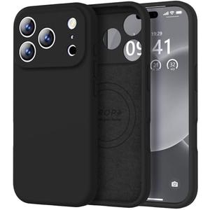 Vooii Magnetic for iPhone 17 Pro Max Case, Compatible with Magsafe (Premium Liquid Silicone) (Integrated Camera Control Button) Full Body Protective Anti-Scratch Microfiber Lining 6.9 inch, Black