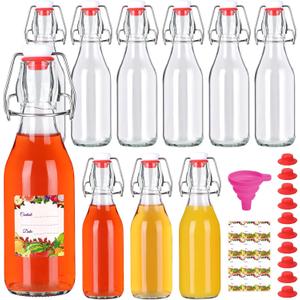 SZUAH 8 oz Swing Top Glass Bottles 10Pack, Reusable Flip Top Glass Bottle for Kombucha, Home Brewing, Beer, Beverage Storage(240ml, Set of 10)