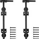 Gezen 12" Cane Bolt Gate Drop Rod Heavy Duty Gate Latch for Wooden Fences Metal Gates Doors Stopper Hardware Holding Gate to The Ground, Black Finish, 2 Pack