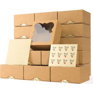 20 Pack Cookie Boxes for Gift Giving  6X6X3 Inches Bakery Boxes with Window - Extra Thick Small Cookie Containers for Treats, Desserts, Strawberries, Cupcakes, Candy, Charcuterie, Baked Goods, Pastry