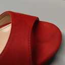 High Heels Chunky Platform Heels for Women Ankle Strap Comfy Open Toe Block Heeled Sandals Party Prom Wedding Dress Pumps (8, Red Suede)