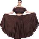 Wevez Women's Plus Size Maxi Skirt Gypsy 25 Yard Long Flowy Solid Color Cotton Renaissance Skirt 0X-3X